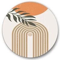 Designart - Abstract Sun Moon Leaves I