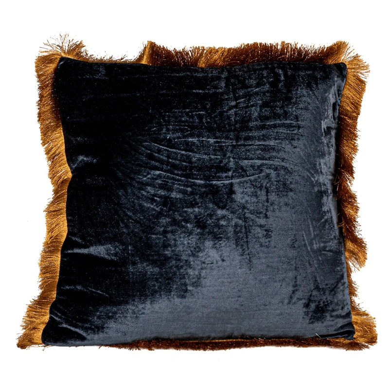 Hello Honey® 20" x 20" Navy & Gold Silk Fringed Pillow