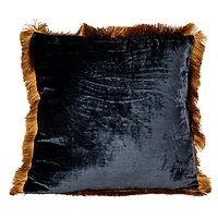 Hello Honey® 20" x 20" Navy & Gold Silk Fringed Pillow