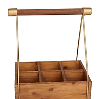 Light Brown Metal Modern Farmhouse Standing Wine Rack 16" x 12" x 8"