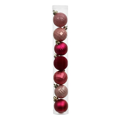 7 Pack 1.5" Holly Jolly Pink Shatterproof Ornaments by Ashland®