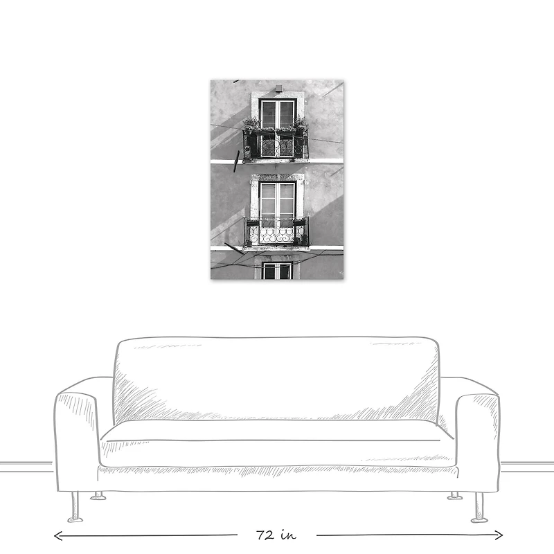 Black And White Balconies 24" x 36" Canvas Wall Art