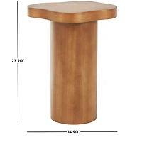 23" Brown Pedestal Side End Accent Table with Rounded Square Top