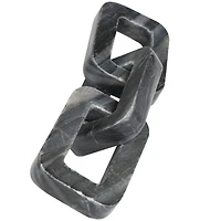 14" Gray Marble Chain Geometric 3-Link Sculpture