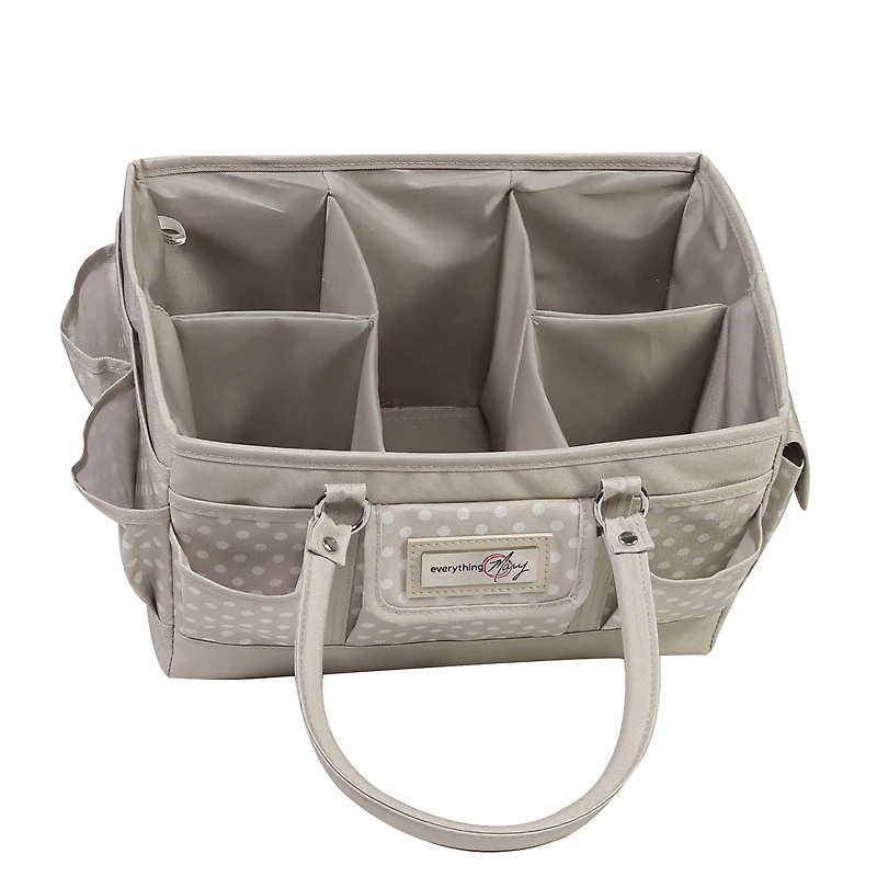 Everything Mary Tan Dot Deluxe Store & Tote Craft Organizer