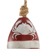 Red Wood Buoy Wall Hook with Jute Rope and Metal Hook Set
