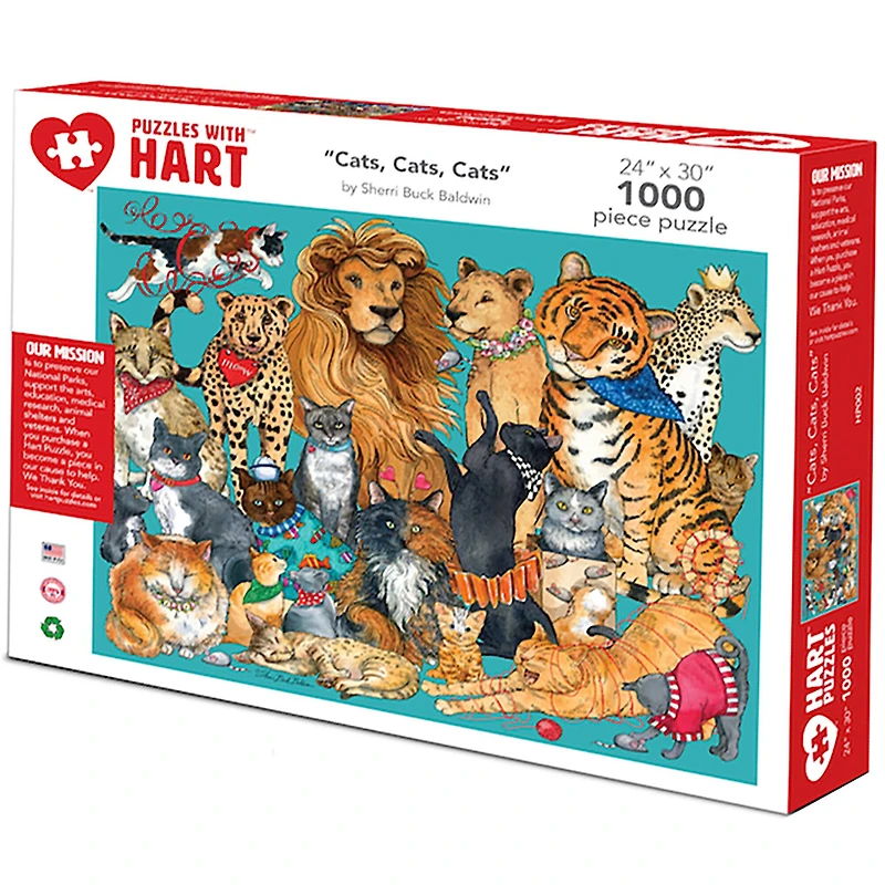 Hart Puzzles Cats, Cats, Cats by Sherri Buck Baldwin 1,000 Piece Jigsaw Puzzle