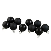 10ct. 1.75" Shiny & Matte Black Glass Ball Ornaments