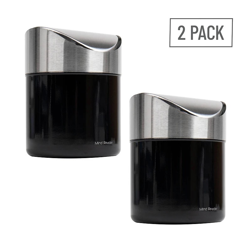 Mind Reader 0.4gal. Black Mini Countertop Trash Can, 2ct.