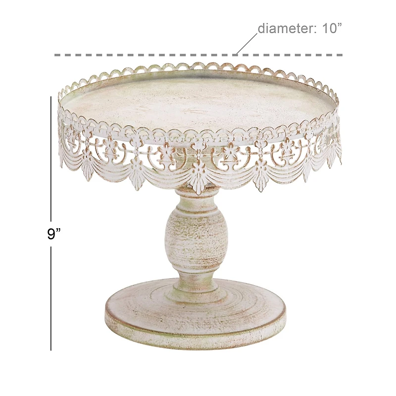 White Iron Farmhouse Cake Stand, 9" x 10" x 10"