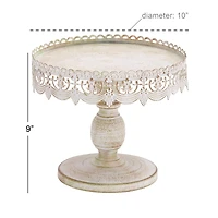 White Iron Farmhouse Cake Stand, 9" x 10" x 10"