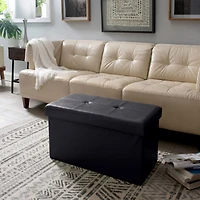 Simplify Faux Leather Double Folding Storage Ottoman
