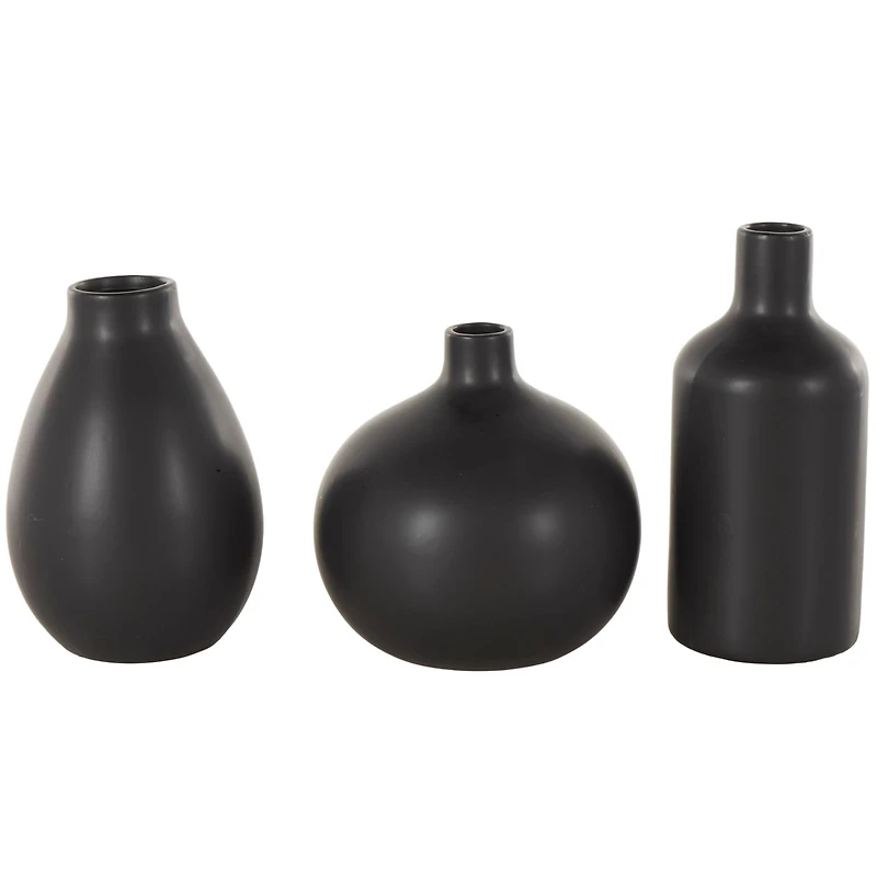Black Minimal Ceramic Vase Set