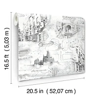 RoomMates White Harry Potter Map Peel & Stick Wallpaper
