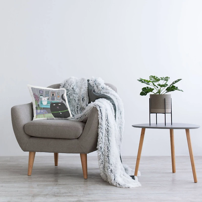 Stupell Industries Rock The Moment Family Pets Living Room Scene Throw Pillow, 18" x 18"