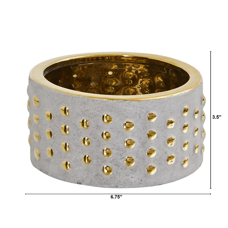 3.5" Regal Stone Hobnail Planter with Gold Accents