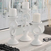 White Chain Link Candle Holder Set