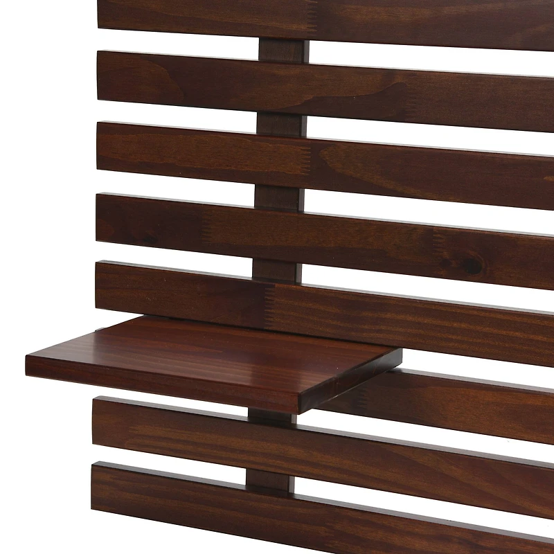 Hello Honey® Adjustable Walnut Solid Wood 2-Panel Headboard Set with Wall Storage for Twin, Queen or King