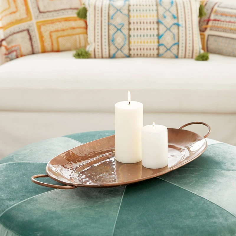 Copper Metal Rustic Tray Set