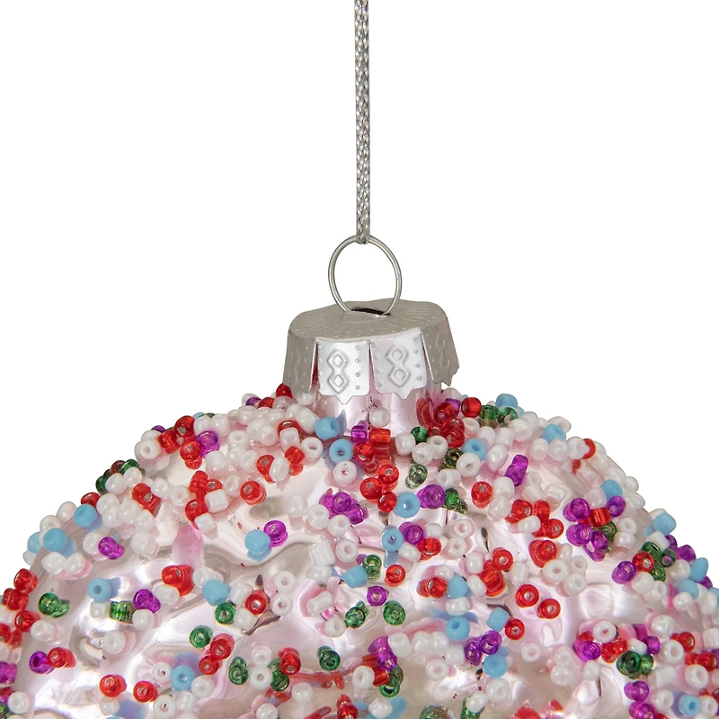 4" Pink Doughnut with Sprinkles Glass Ornament