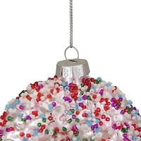 4" Pink Doughnut with Sprinkles Glass Ornament