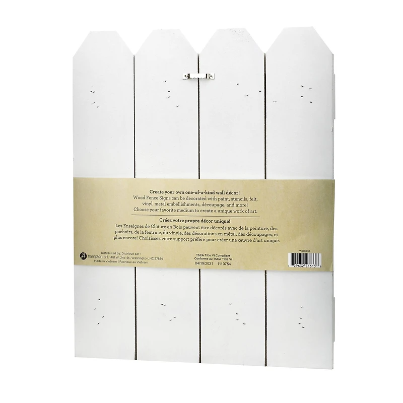 Hampton Art™ 12" x 15" White Wood Fence Sign