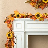 Glitzhome® 6ft. Fall Maple Leaf & Sunflower Garland