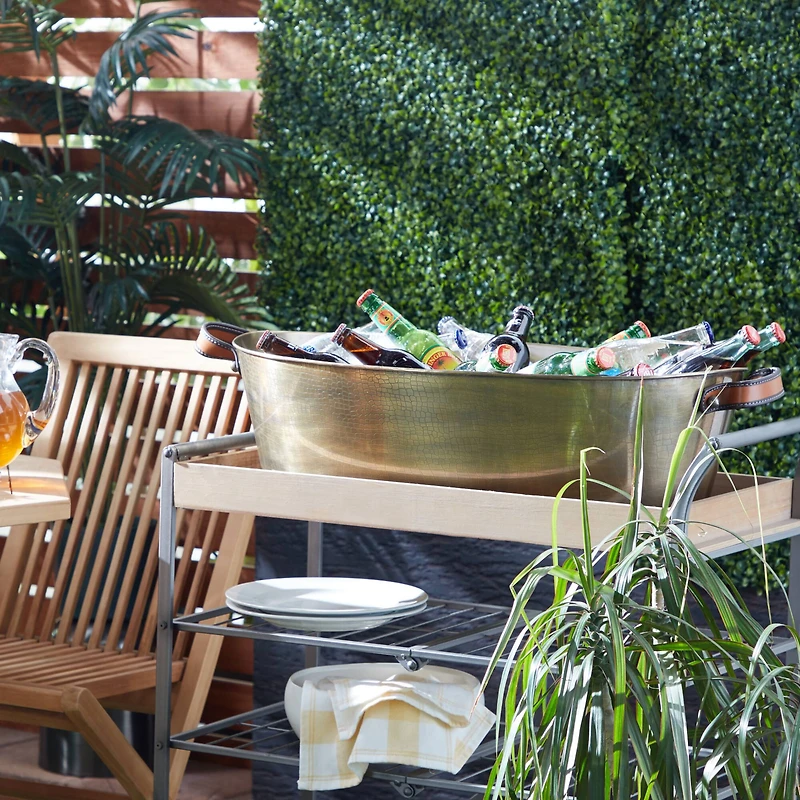 31" Bronze Metal Contemporary Wine Holder Bucket