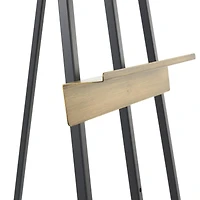 56.25" Black Metal Painter's Inspired 3-Tier Display Easel with Gold Accents