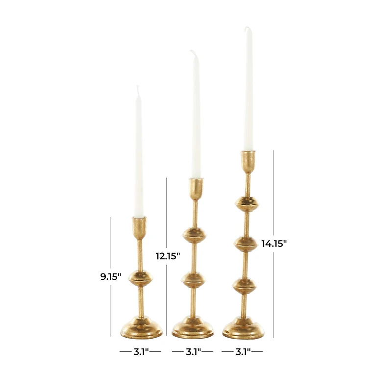 Gold Metal Slim Candle Holder Set
