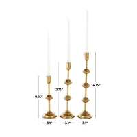 Gold Metal Slim Candle Holder Set