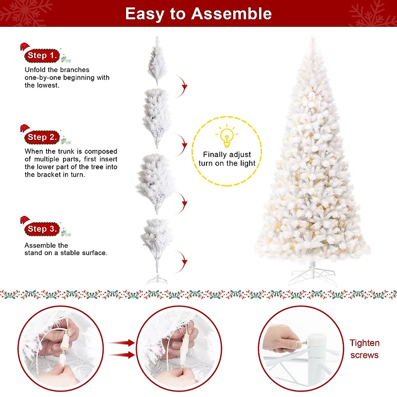 10ft. Pre-Lit White Slim Artificial Christmas Tree, Warm White Lights