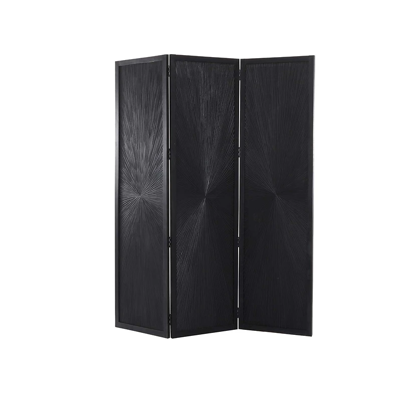 Black Mango Wood Contemporary Room Divider Screen, 70" x 59"