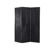 Black Mango Wood Contemporary Room Divider Screen, 70" x 59"