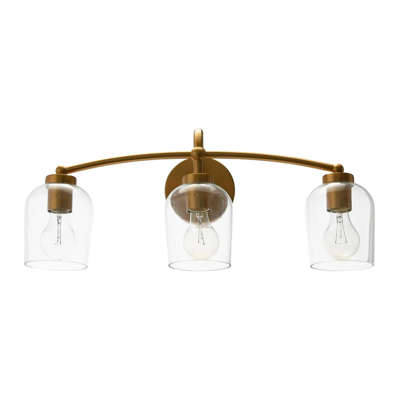 Hello Honey® Robert Stevenson Lighting Adrian Metal & Clear Glass 3-Light Vanity