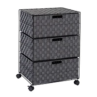 Honey Can Do 26" Black Three-Drawer Woven Home Office Organizer with Wheels