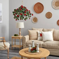 24" Red Begonia in Hanging Basket