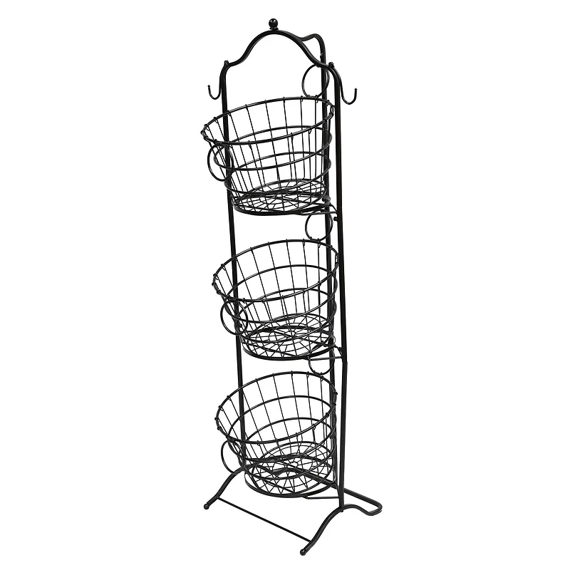 6 Pack: 4ft. Black Wire 3-Tier Basket with Removable Tilted Baskets