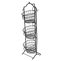 6 Pack: 4ft. Black Wire 3-Tier Basket with Removable Tilted Baskets