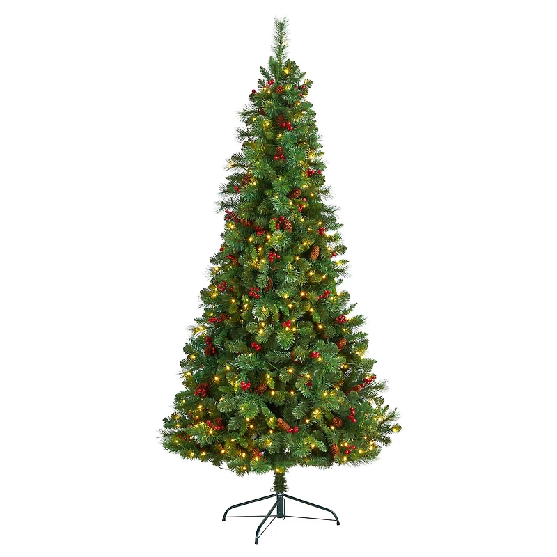 7ft. Pre-Lit Flat Back Montreal Mountain Pine Artificial Christmas Tree, White LED Lights