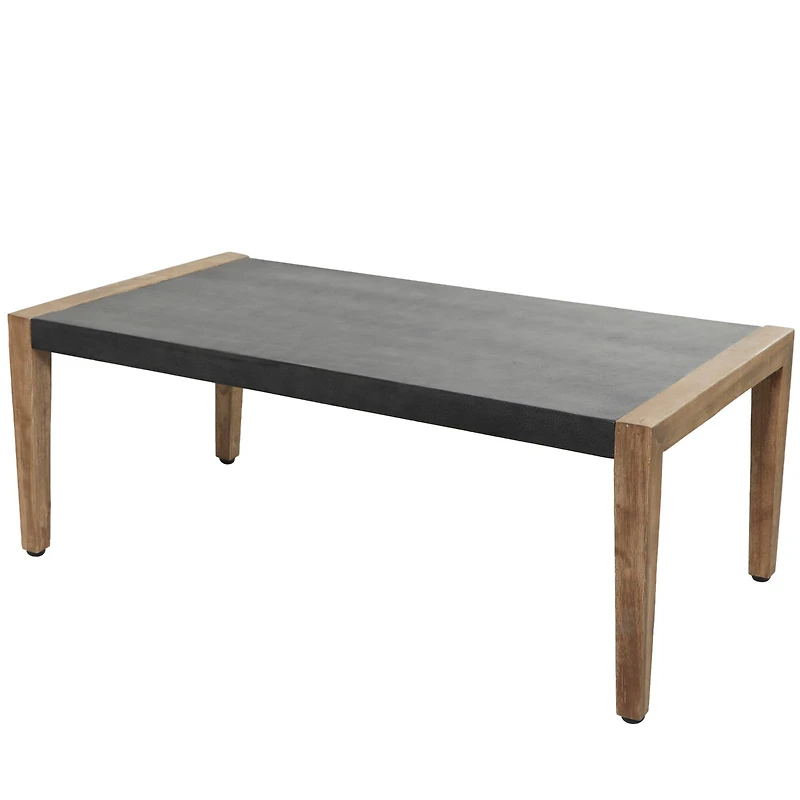 44" Dark Gray Wood Outdoor Coffee Table With Wood Legs