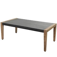 44" Dark Gray Wood Outdoor Coffee Table With Wood Legs