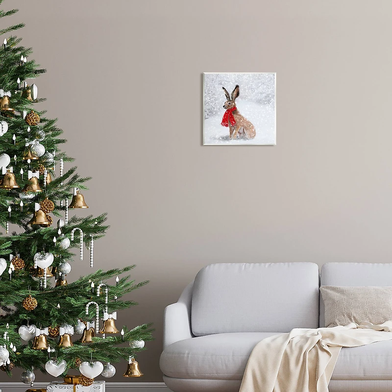 Stupell Industries Winter Rabbit in Red Scarf Wall Art Plaque