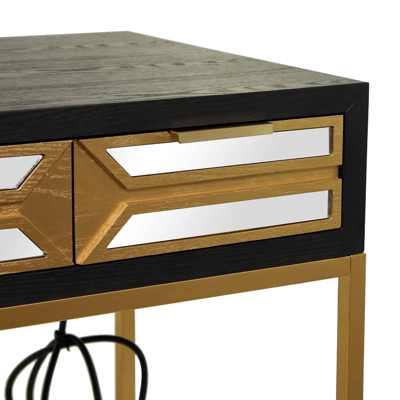 Black Wood Glam Desk, 46" x 20" x 30"
