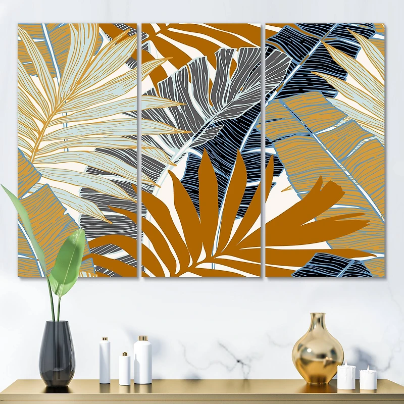 Designart - Abstract Tropical Summer Palm Tree & Banana Leaves