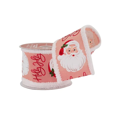 2.5" x 15ft. Holly Jolly Santa Wired Taffeta Ribbon by Celebrate It®