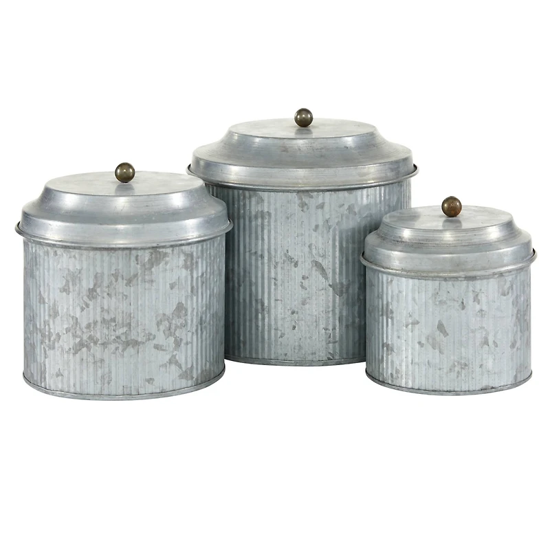 Silver Metal Decorative Farmhouse Jar Set