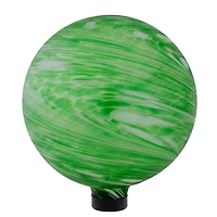 10" Green and White Swirls Glass Garden Gazing Ball