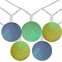 10ct. Green, Yellow & Blue LED Sparkle Globe String Lights with White Wire