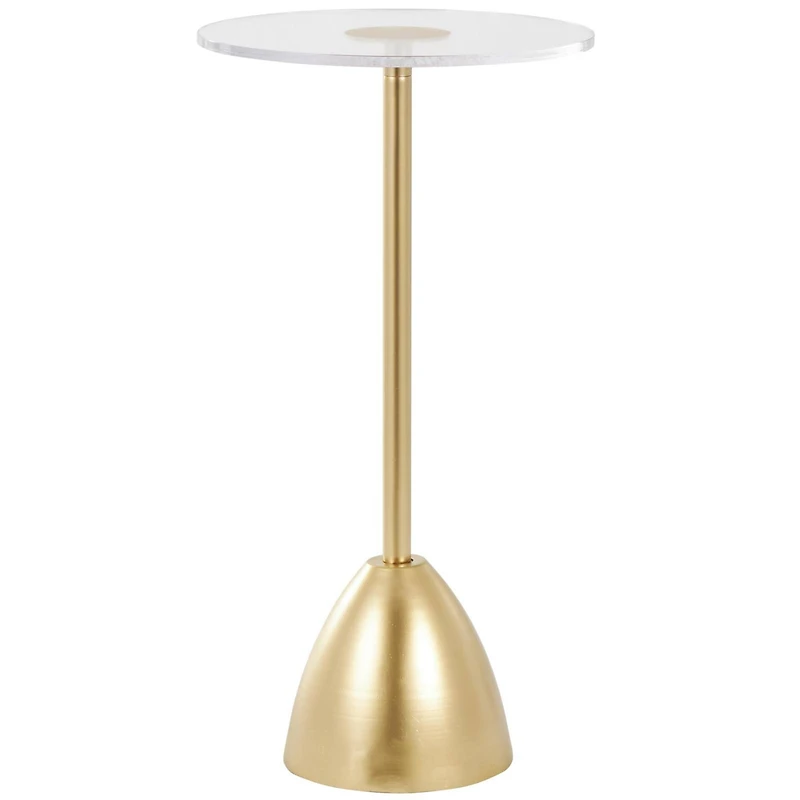 25.5" Gold Metal Pedestal Accent Table